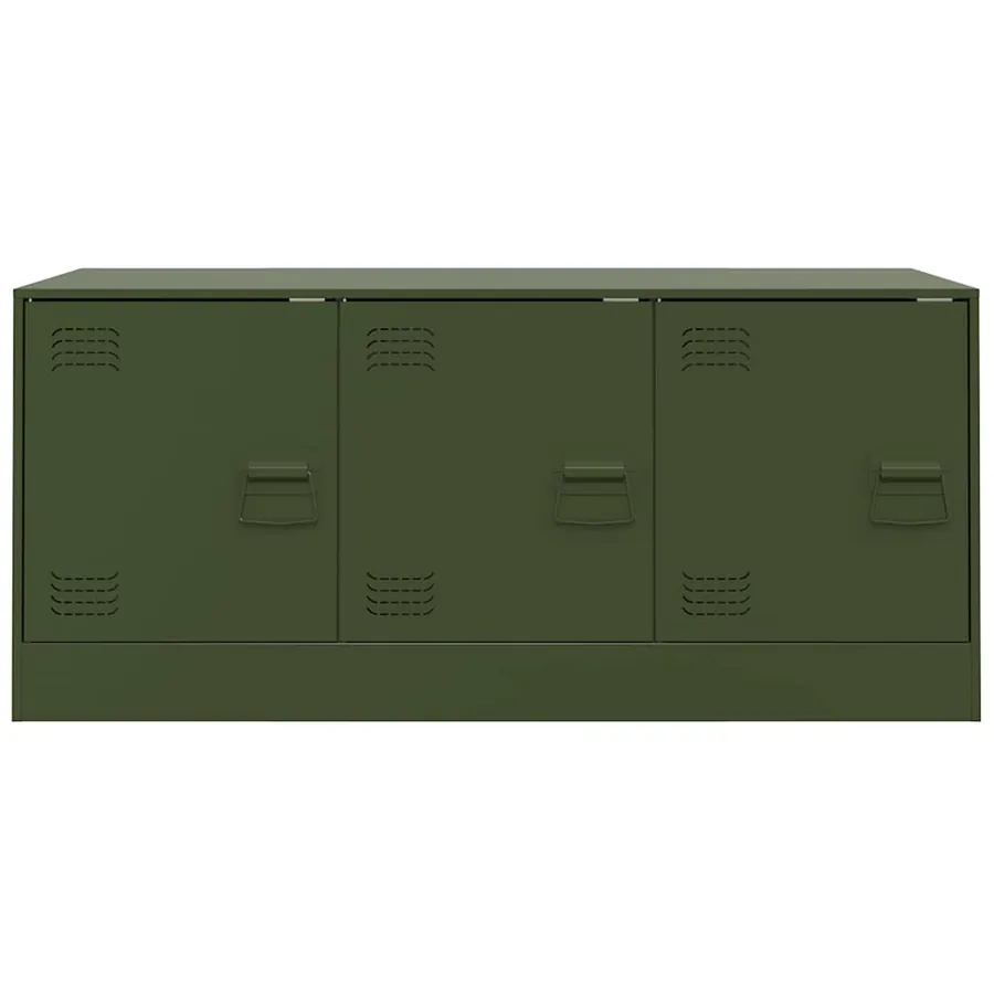Meuble TV vert olive 99x39x44 cm acier - 6