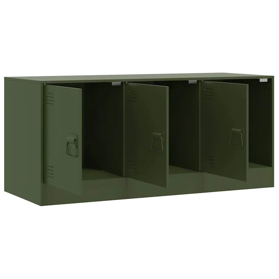 Meuble TV vert olive 99x39x44 cm acier - 7