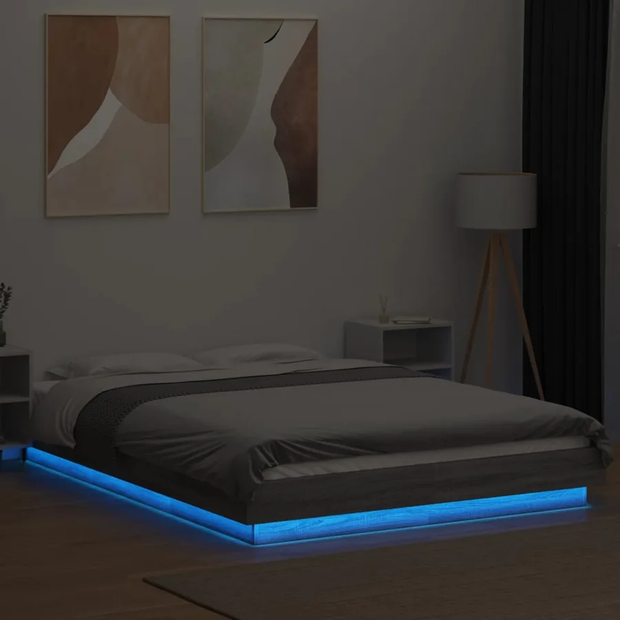 Cadre de lit et lumières LED sans matelas sonoma gris 120x190cm - 4