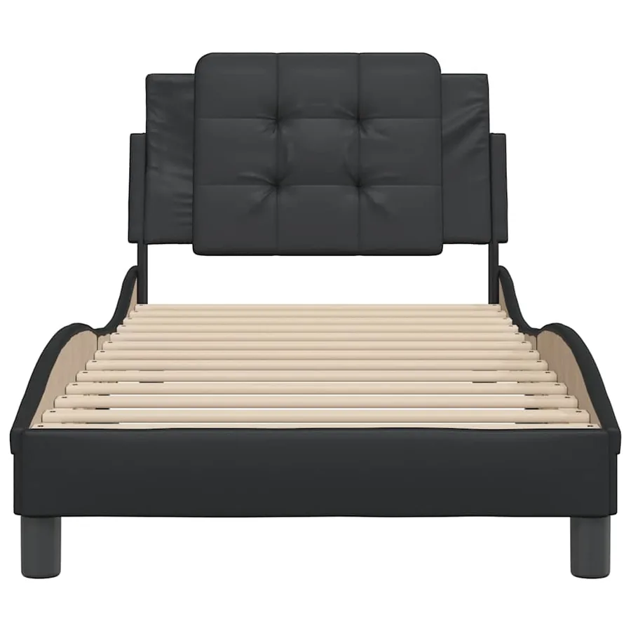 Cadre de lit sans matelas Zadar noir 100x200 cm similicuir - 4