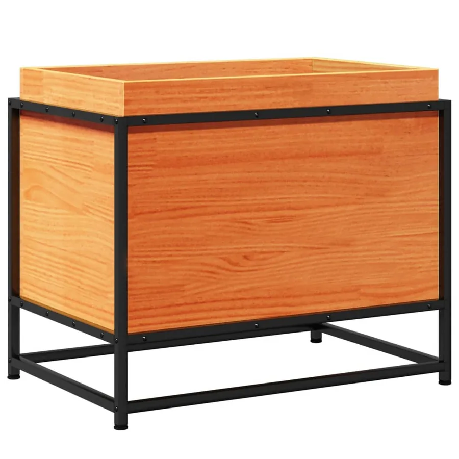 Jardinière cire marron 60x40x50 cm bois de pin massif - 7