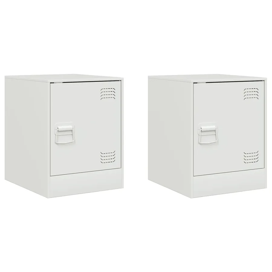 Tables de chevet 2 pcs blanc 34,5x39x44 cm acier - 2