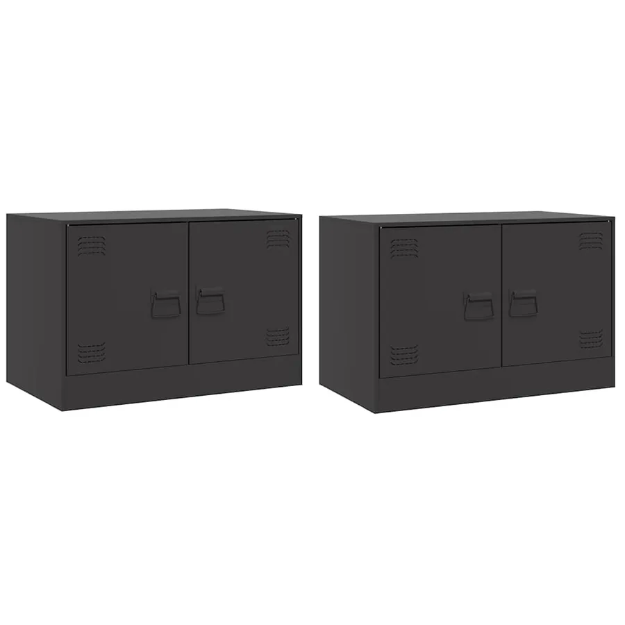 Meubles TV 2 pcs noir 67x39x44 cm acier - 2