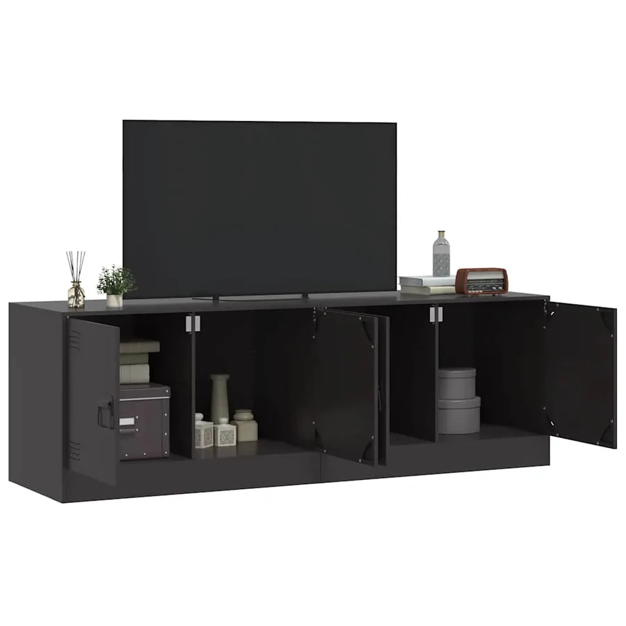 Meubles TV 2 pcs noir 67x39x44 cm acier - 3
