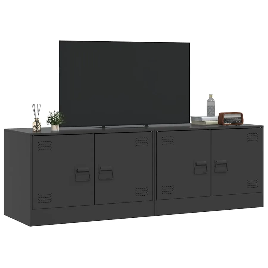 Meubles TV 2 pcs noir 67x39x44 cm acier - 4