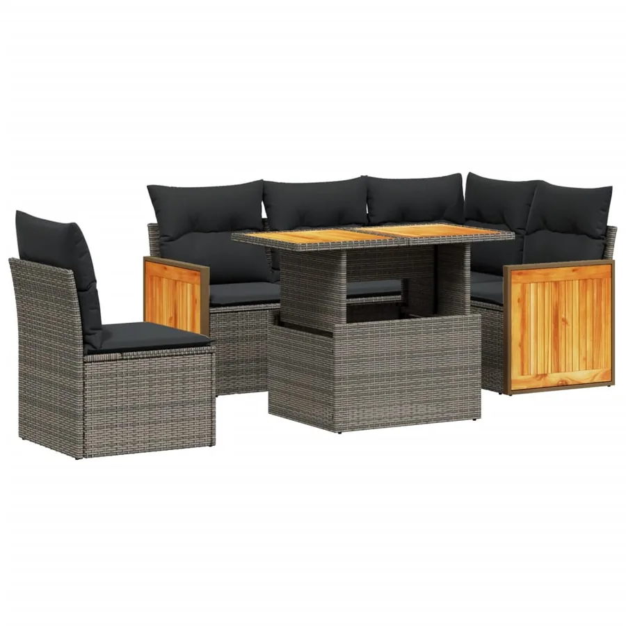 Salon de jardin avec coussins 6 pcs beige résine tressée - 2