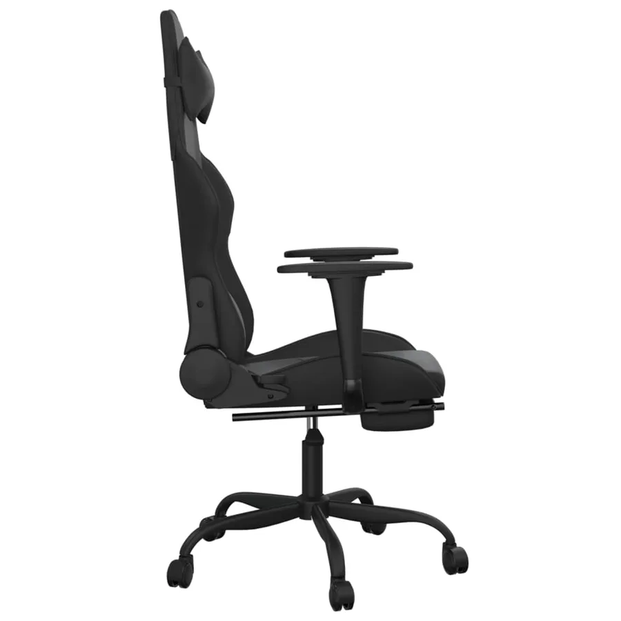 Chaise de jeu avec repose-pied Noir Similicuir - 4