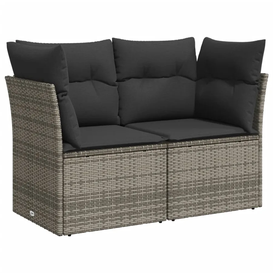 Salon de jardin 8 pcs avec coussins gris résine tressée - 6