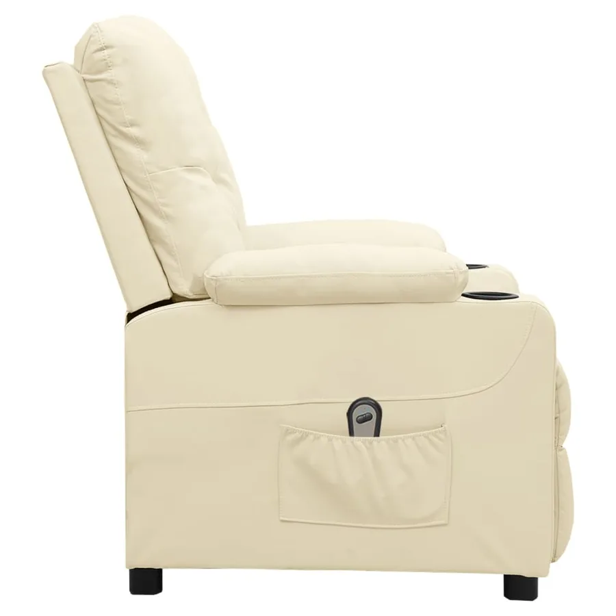 Fauteuil inclinable électrique Crème Similicuir - 4