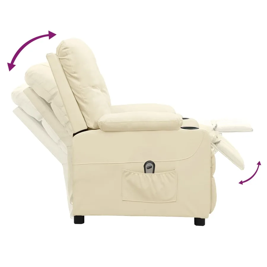 Fauteuil inclinable électrique Crème Similicuir - 6