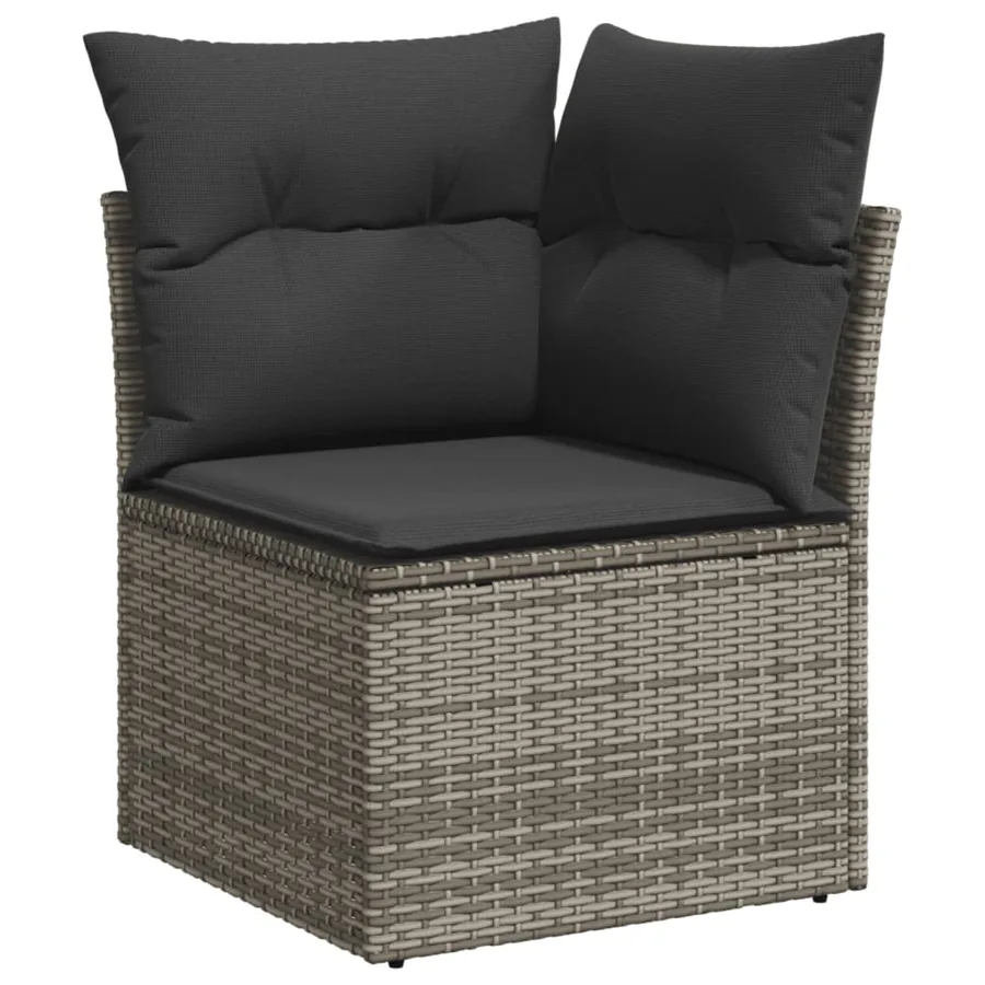 Salon de jardin 8 pcs avec coussins gris résine tressée - 4