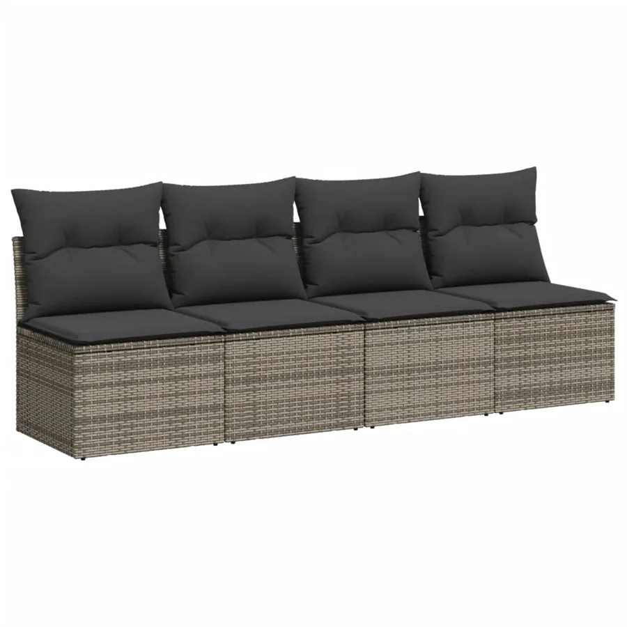 Salon de jardin avec coussins 10 pcs gris résine tressée - 4