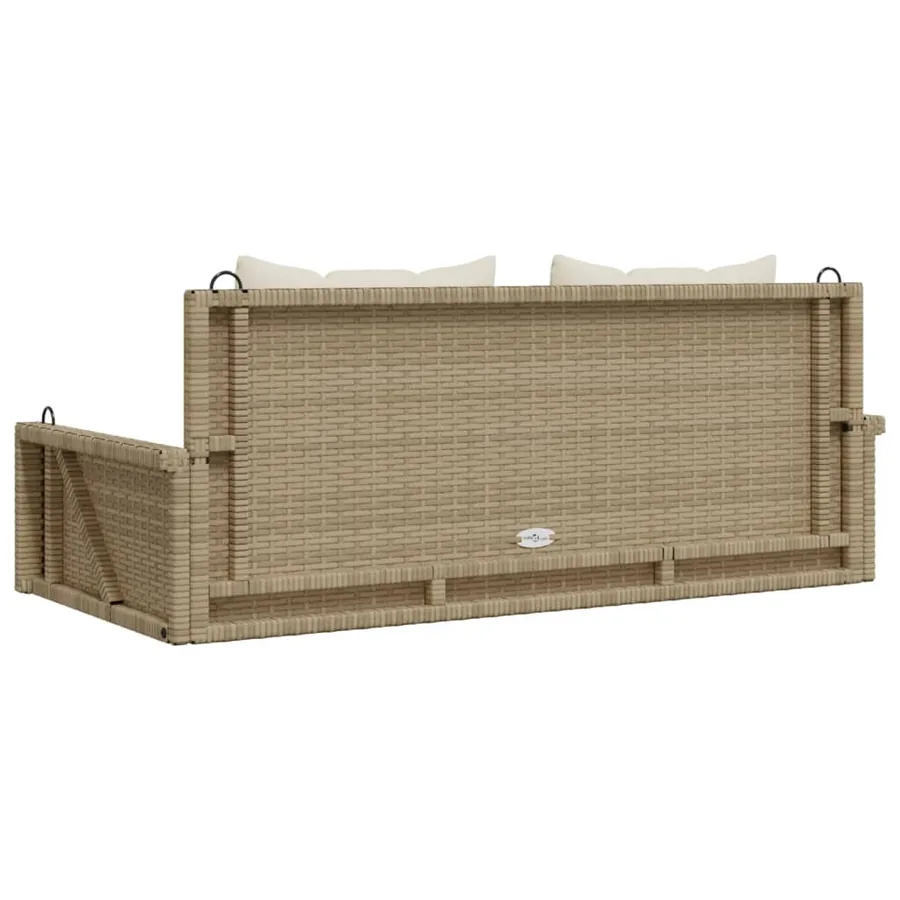 Balancelle avec coussins beige 119x56x48 cm résine tressée - 6