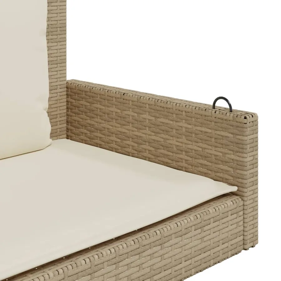 Balancelle avec coussins beige 119x56x48 cm résine tressée - 7