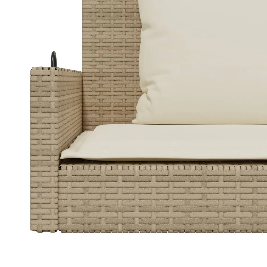 Balancelle avec coussins beige 119x56x48 cm résine tressée - 8