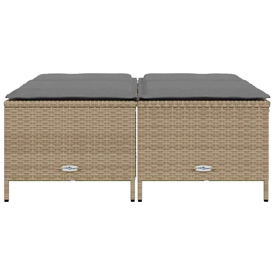 Tabourets de jardin avec coussins lot de 4 beige résine tressée - 3