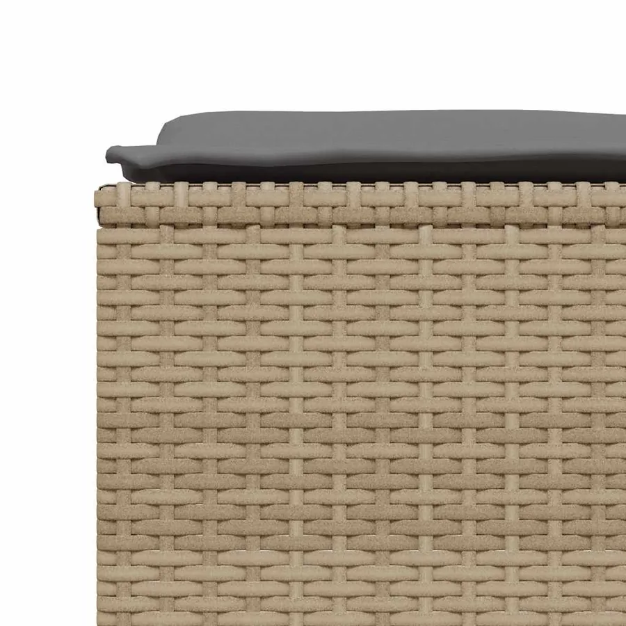 Tabourets de jardin avec coussins lot de 4 beige résine tressée - 6