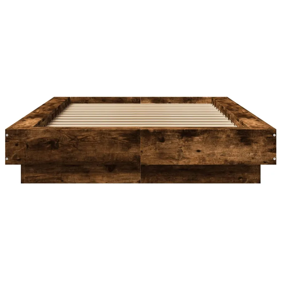 Cadre de lit et lumières LED sans matelas chêne fumé 75x190 cm - 5