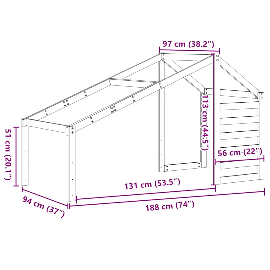 Toit de lit pour enfants blanc 188x97x113 cm bois de pin massif - 9