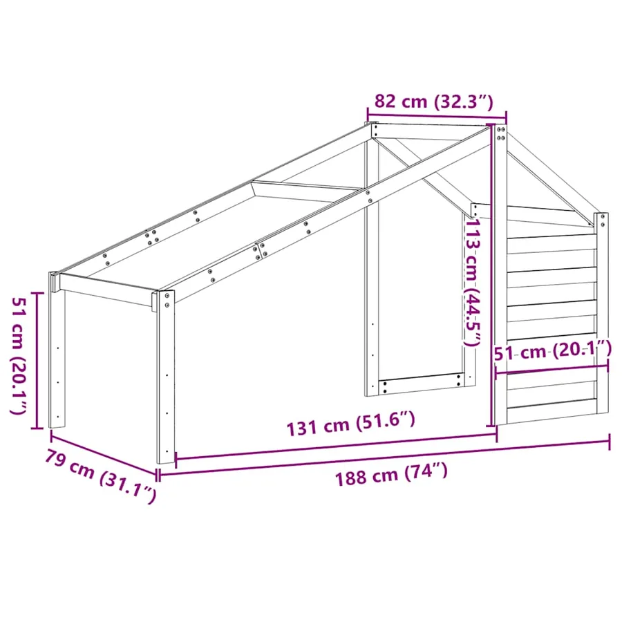 Toit de lit pour enfants 188x82x113 cm bois de pin massif - 9