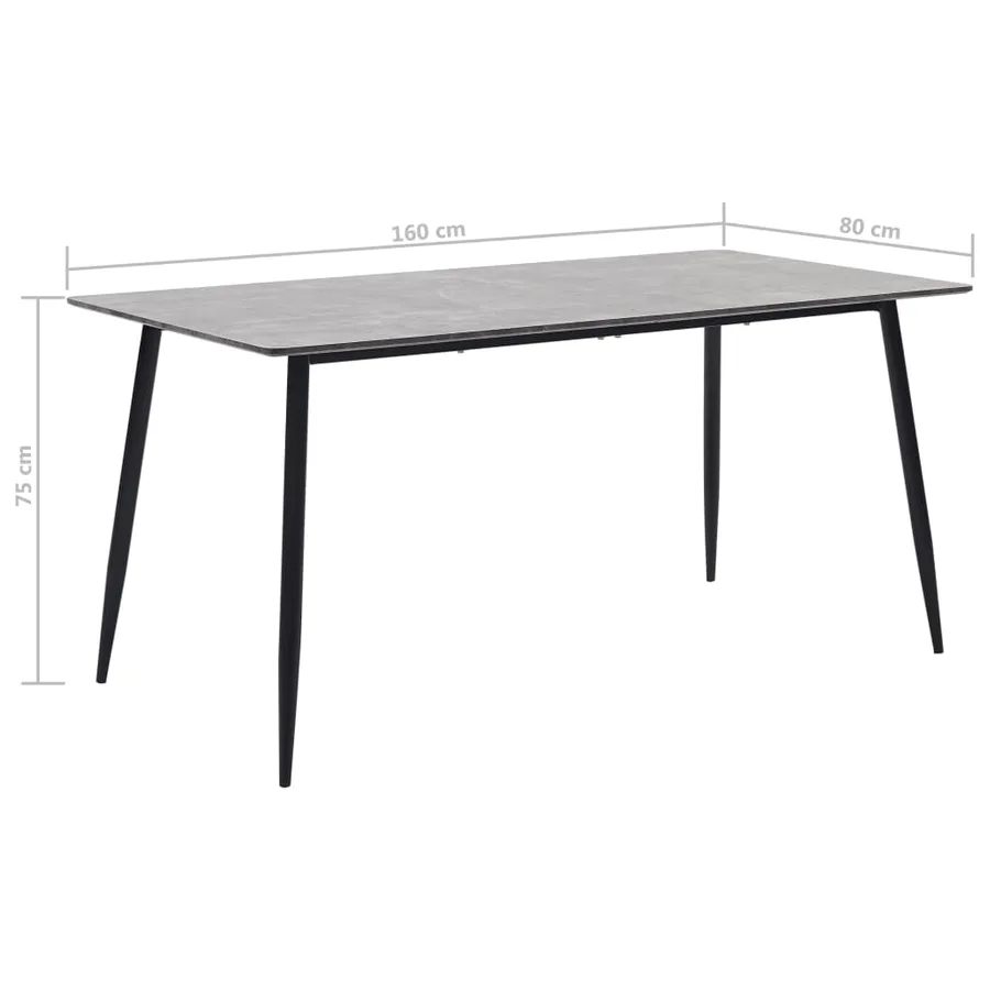 Table à manger Gris 160x80x75 cm MDF - 6