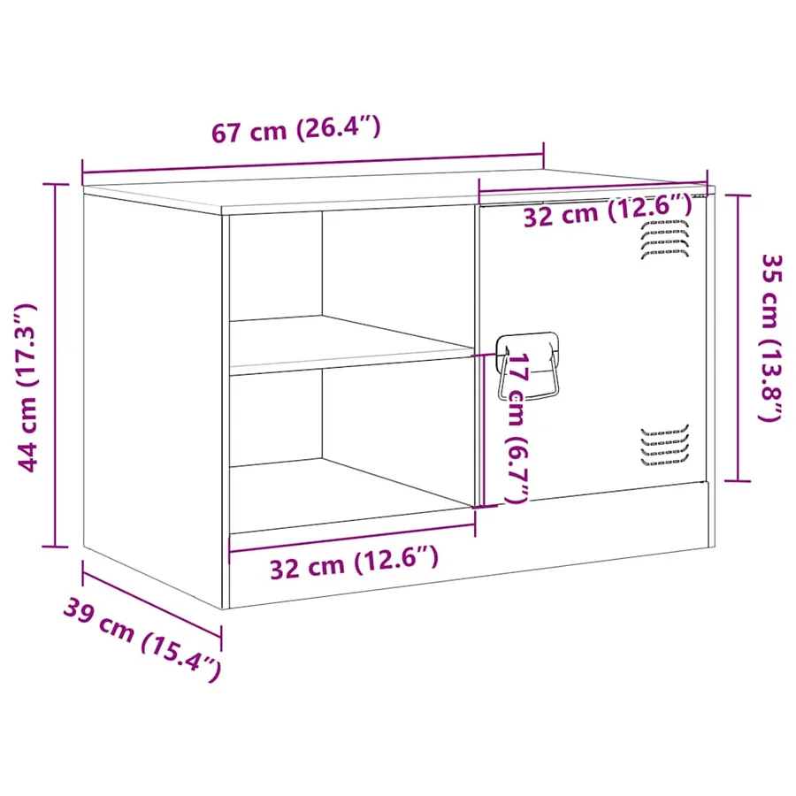Meuble TV noir 67x39x44 cm acier - 12