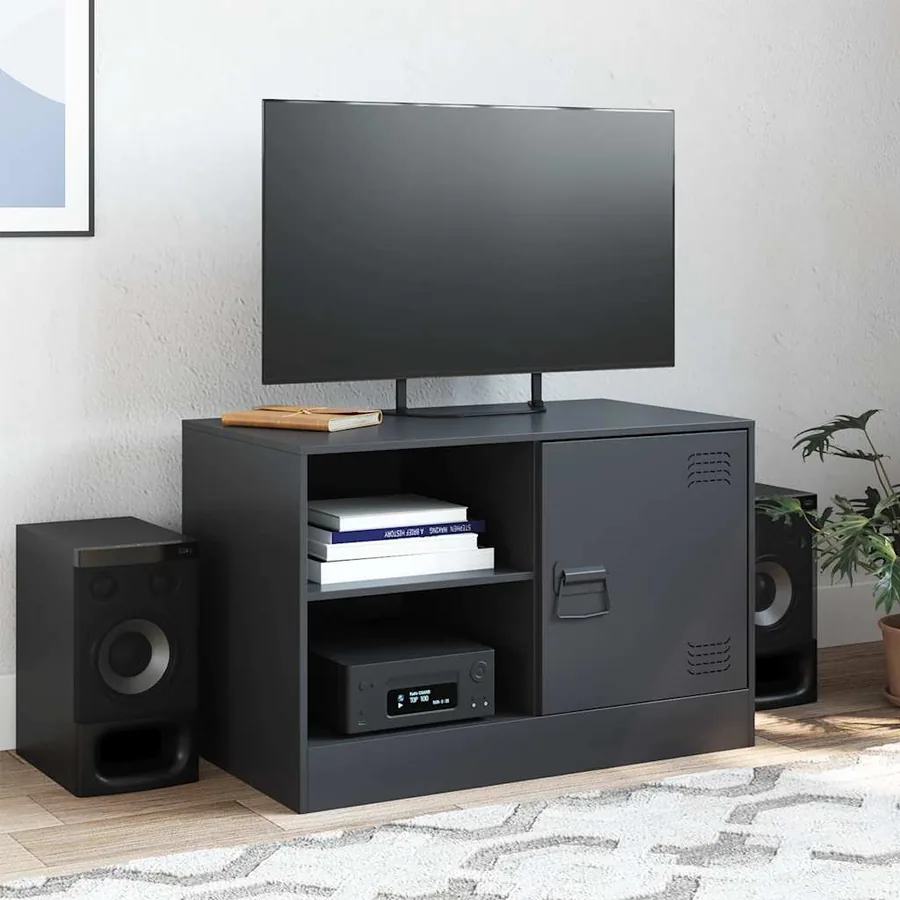 Meuble TV noir 67x39x44 cm acier - 3