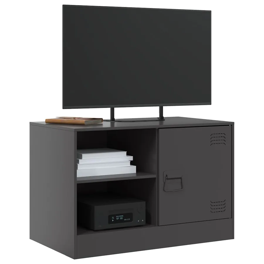 Meuble TV noir 67x39x44 cm acier - 4
