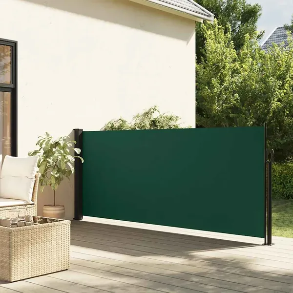 Auvent latéral rétractable vert foncé 100x300 cm