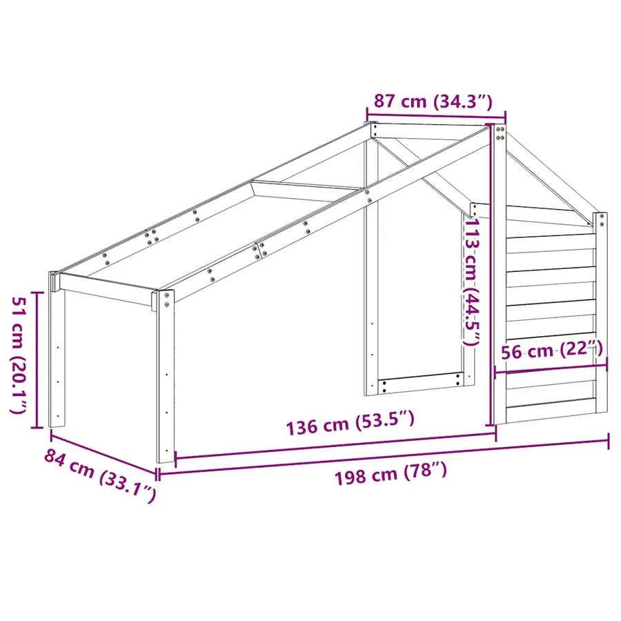Toit de lit pour enfants 198x87x113 cm bois de pin massif - 9