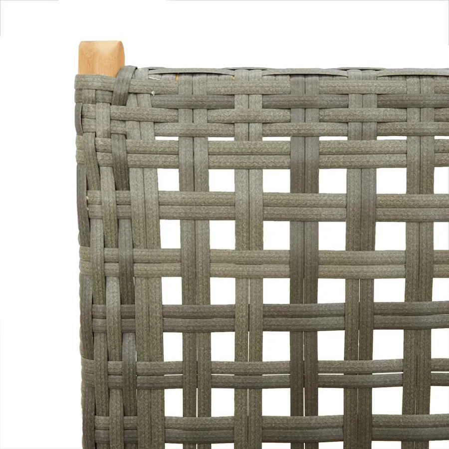 Ensemble à manger de jardin 7 pcs gris rotin et bois massif - 10