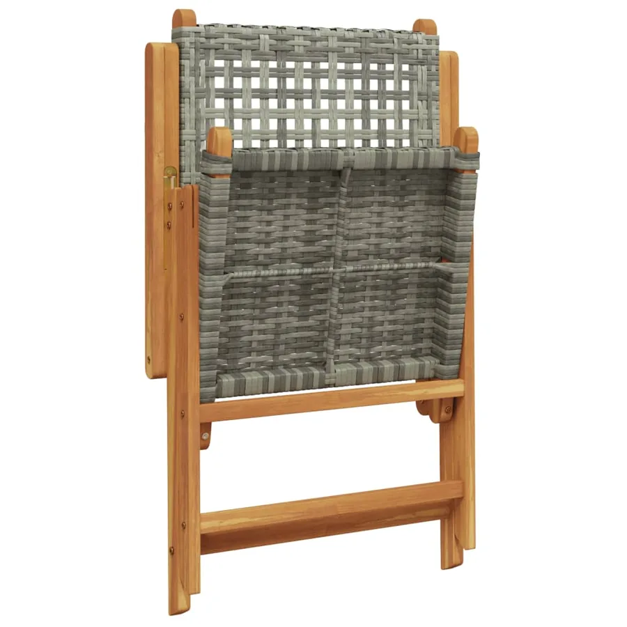 Chaises inclinables de jardin lot de 4 gris rotin bois massif - 7