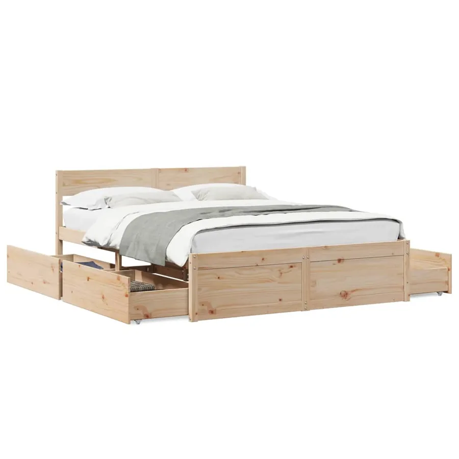 Cadre de lit sans matelas 150x200 cm bois de pin massif - 2