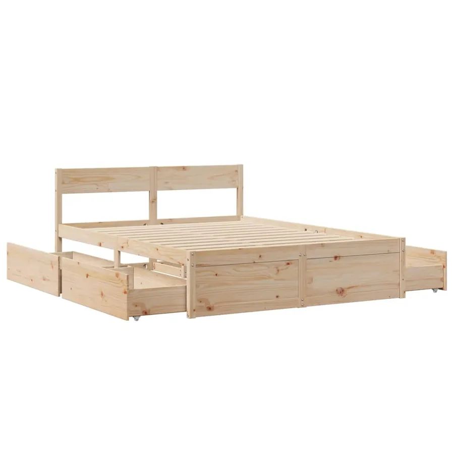Cadre de lit sans matelas 150x200 cm bois de pin massif - 7
