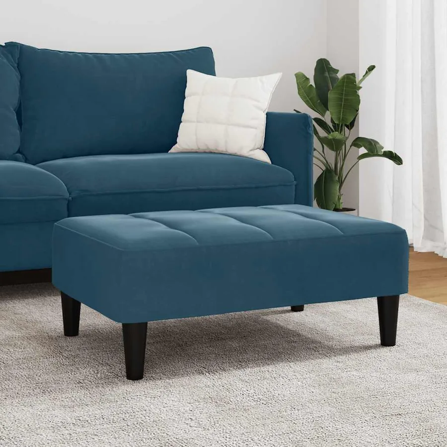 Repose-pied bleu 77x55x31 cm velours - 3