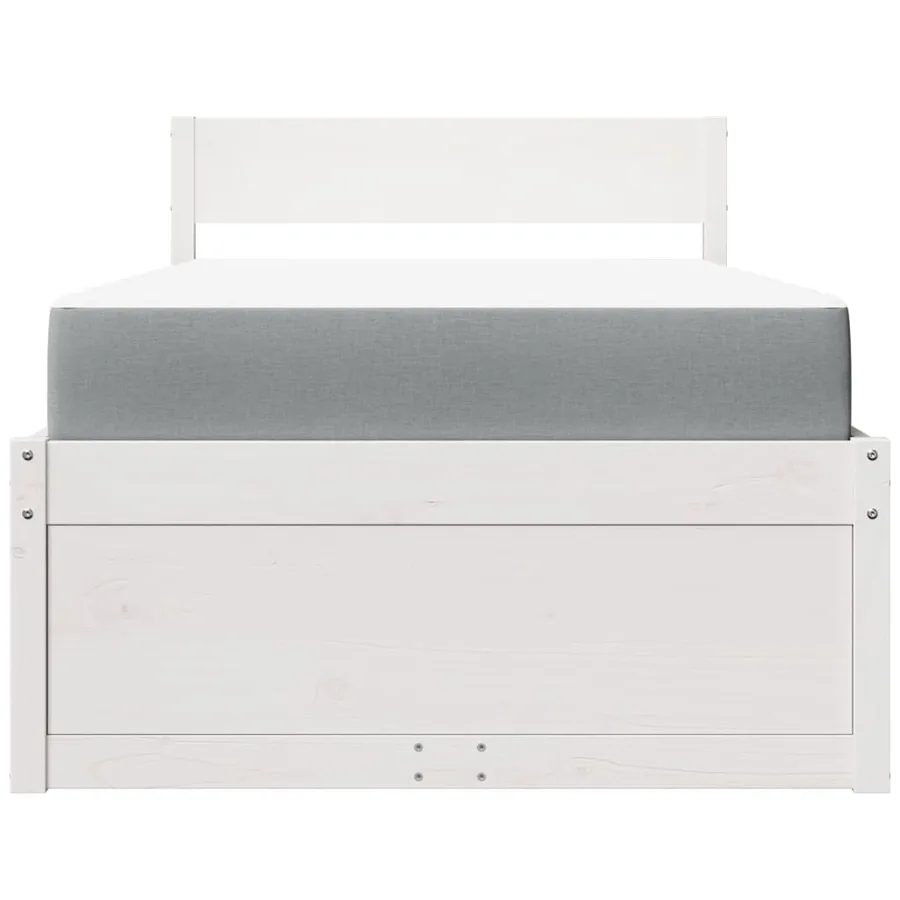 Lit avec tiroirs et matelas blanc 100x200 cm bois massif de pin - 4