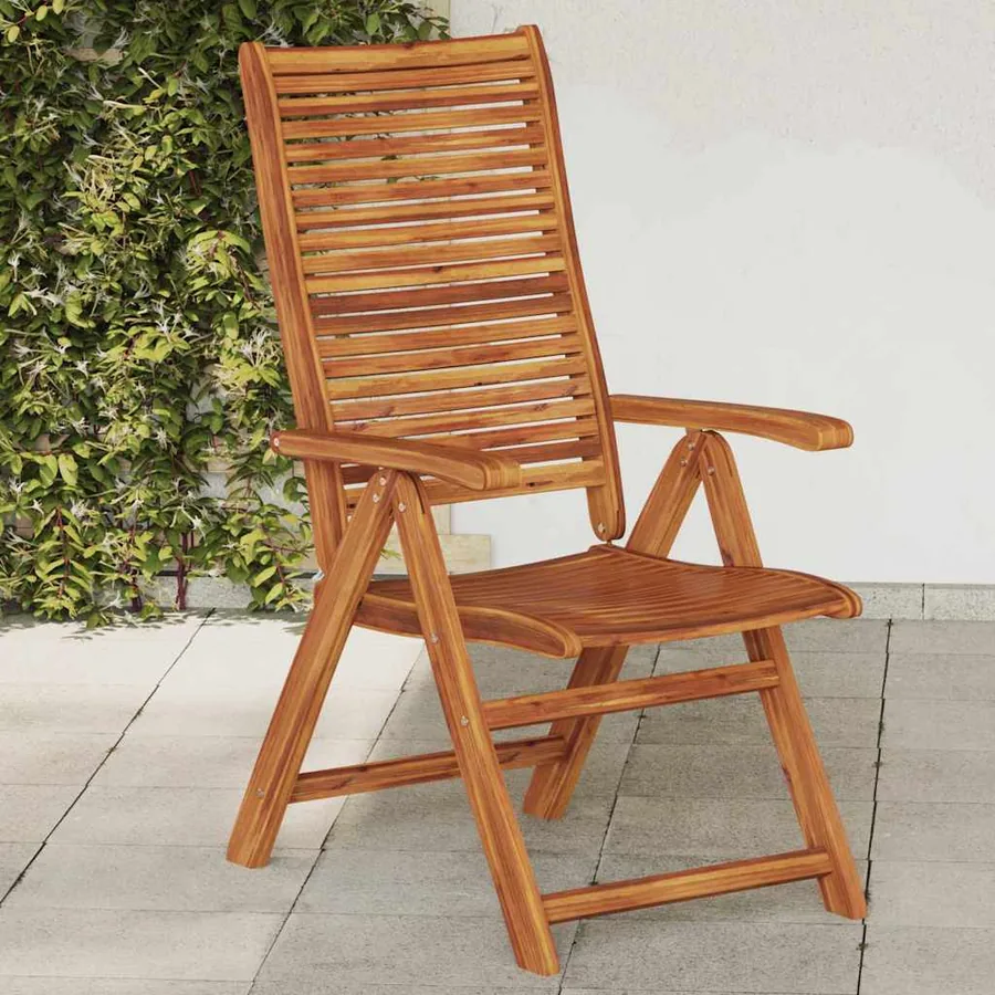 Chaises de jardin lot de 2 beige bois d'acacia et polypropylène - 12