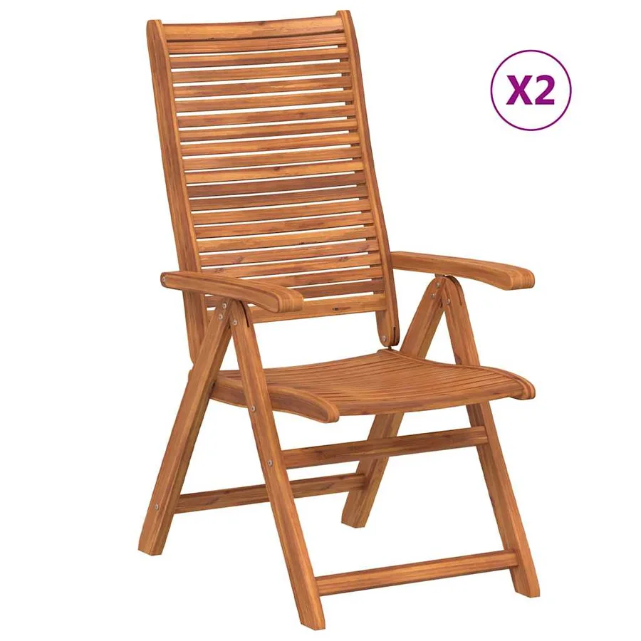 Chaises de jardin lot de 2 beige bois d'acacia et polypropylène - 13