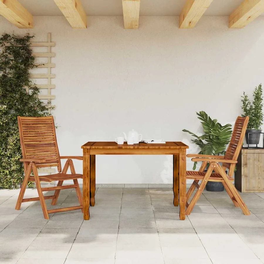 Chaises de jardin lot de 2 beige bois d'acacia et polypropylène - 15