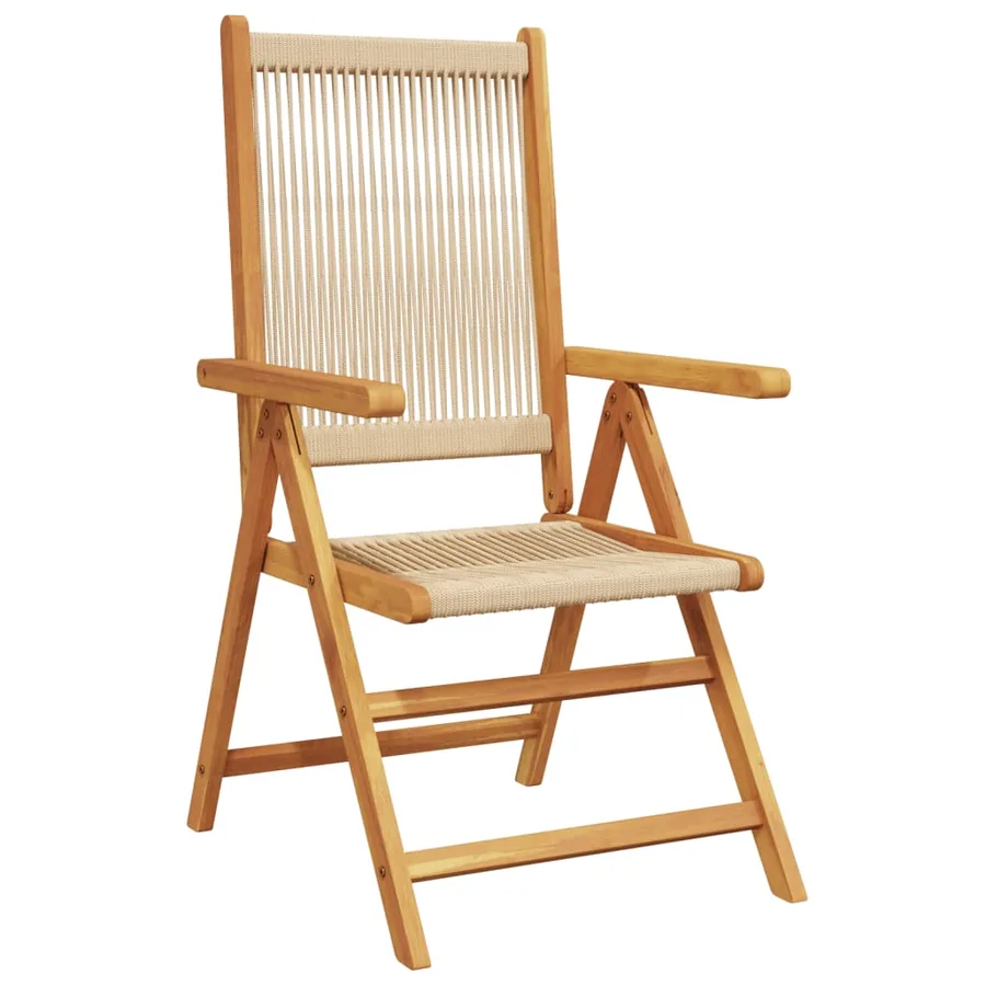 Chaises de jardin lot de 2 beige bois d'acacia et polypropylène - 4