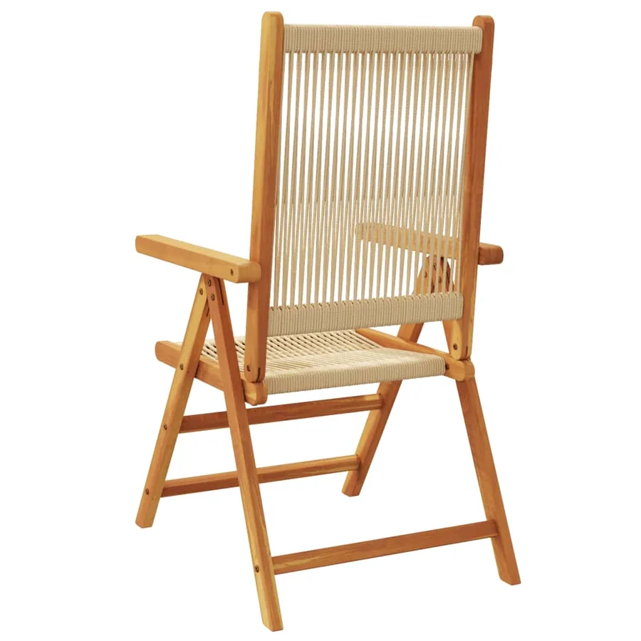 Chaises de jardin lot de 2 beige bois d'acacia et polypropylène - 7