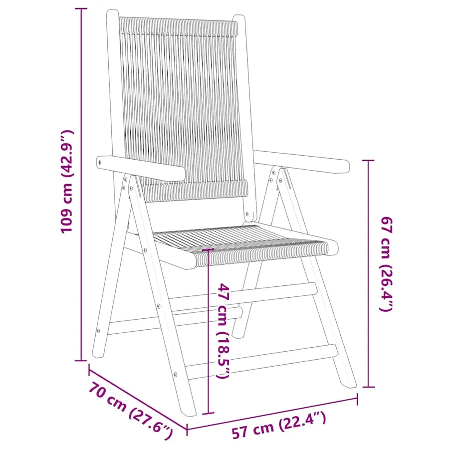 Chaises inclinables de jardin lot de 4 beige bois massif acacia - 10