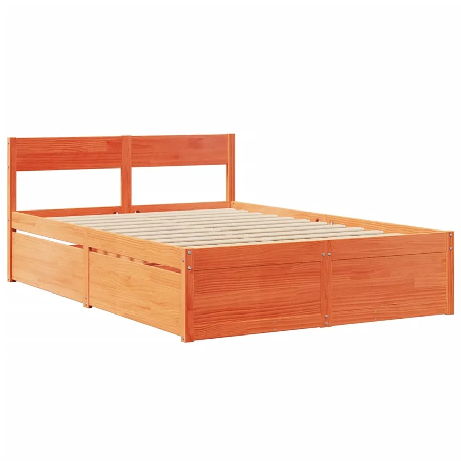 Cadre de lit sans matelas cire marron 120x200cm bois pin massif - 3