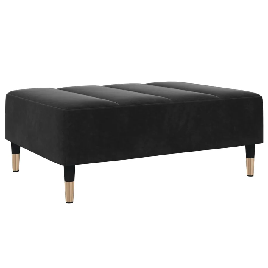 Canapé-lit à 2 places avec repose-pied noir velours - 7