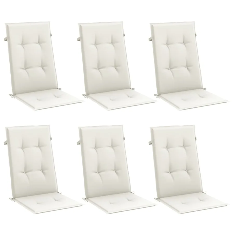 Coussins de chaise à dossier haut lot de 6 crème mélangé tissu - 4
