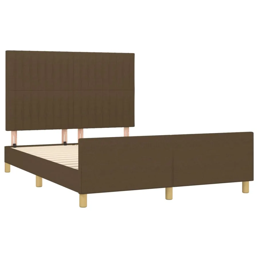 Cadre de lit sans matelas marron foncé 140x190 cm tissu - 4
