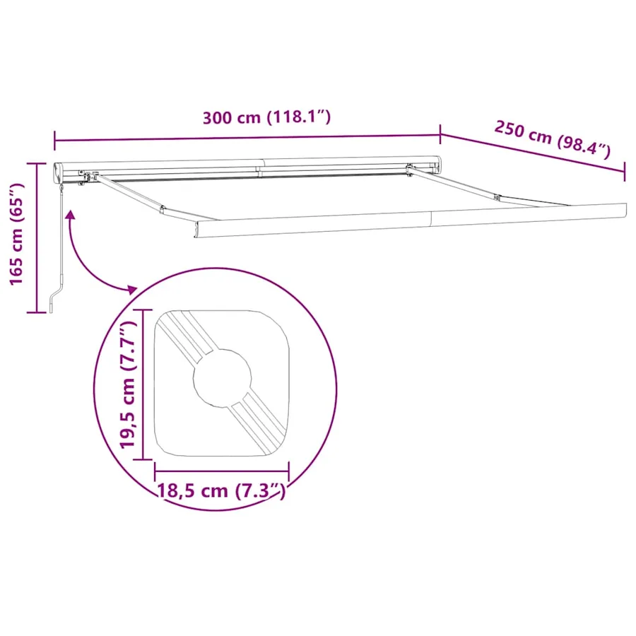 Auvent manuel rétractable bordeaux 300x250 cm - 14