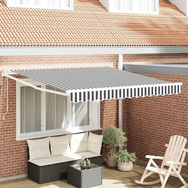 Auvent rétractable anthracite/blanc 3x2,5 m tissu et aluminium