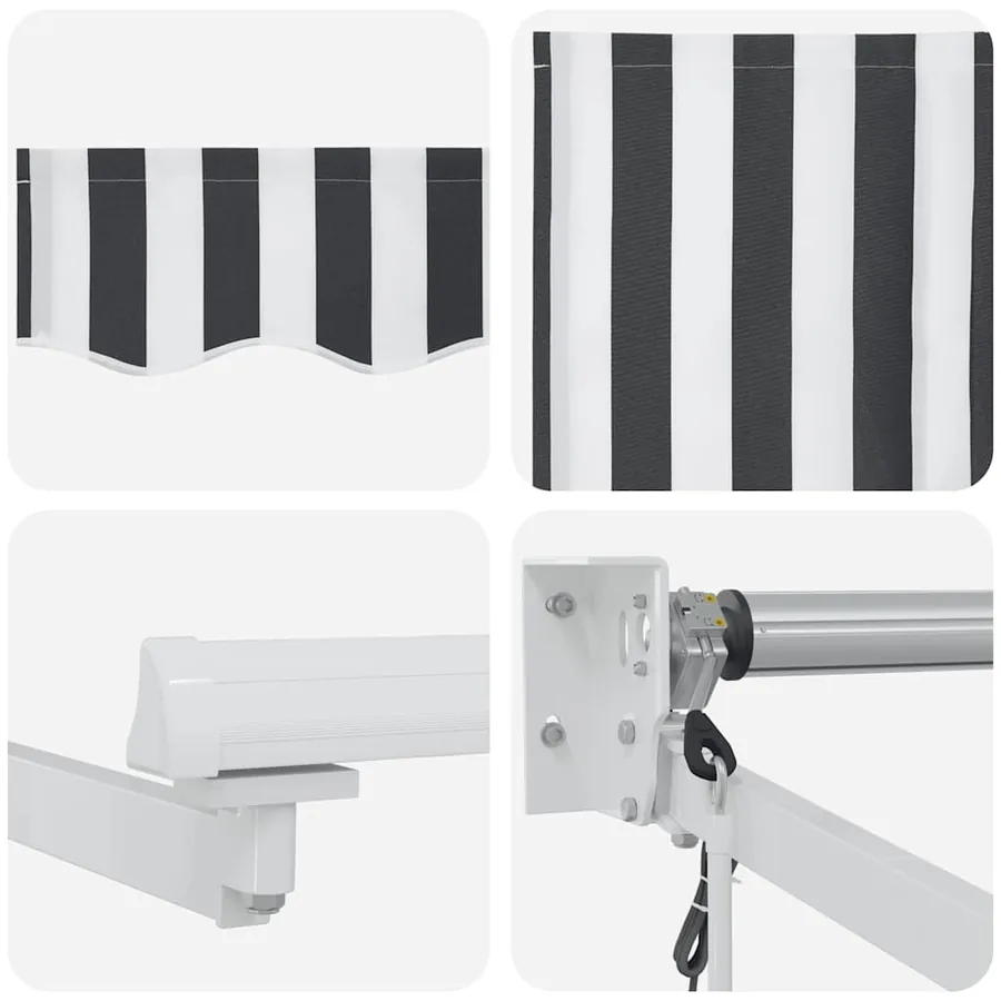 Auvent rétractable anthracite/blanc 3x2,5 m tissu et aluminium - 9