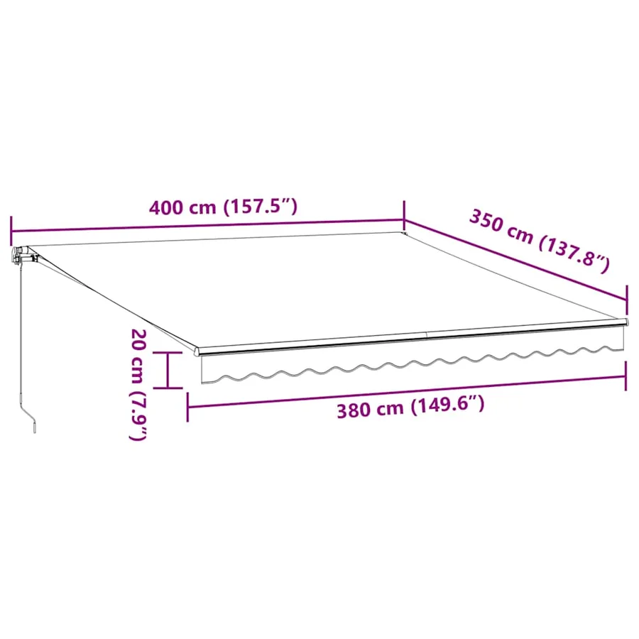 Auvent manuel rétractable anthracite et blanc 400x350 cm - 9